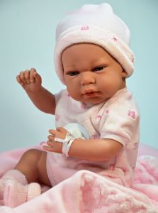 Realistická panenka miminko s dudlíkem Arias®  Fany s dekou 40 cm